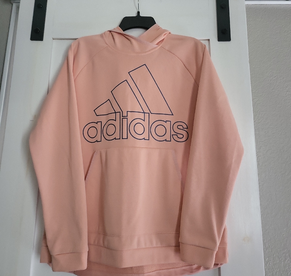 Adidas Peach Pullover Hoodie with Navy Blue Logo